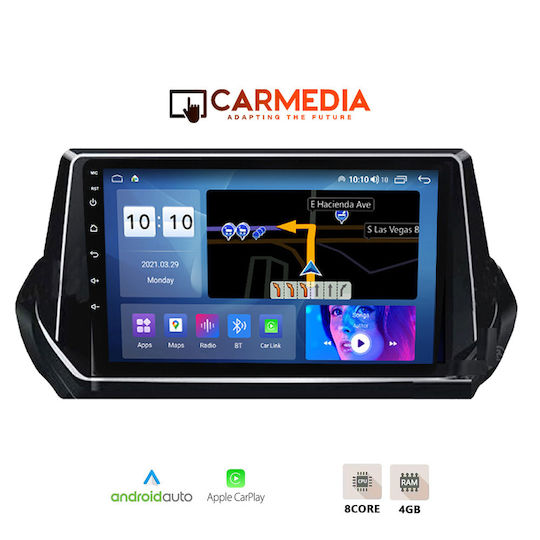 Carmedia Ηχοσύστημα Αυτοκινήτου για Peugeot 2008 2020 (Bluetooth/USB/WiFi/GPS/Apple-Carplay/Android-Auto) με Οθόνη Αφής 9"
