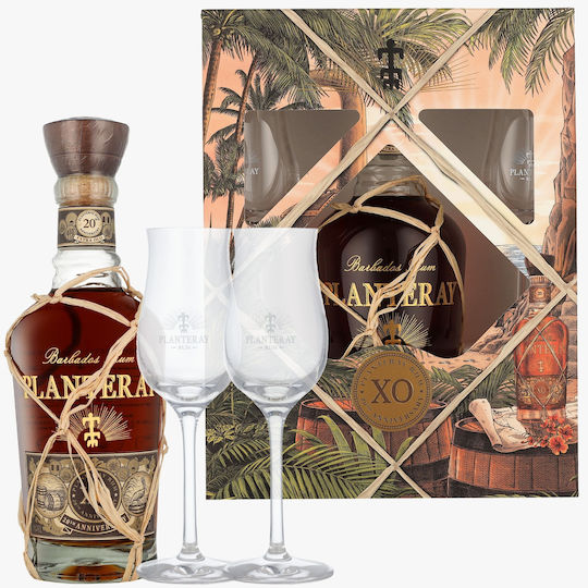 Planteray Rom Barbados Extra 20th Anniversary + 2 Pahare 40° 0.7l Cutie