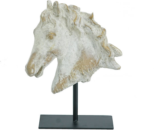 Artekko Horse Beige Concrete Decorative Horse Metal Black Base 19x9.5x27 Cm