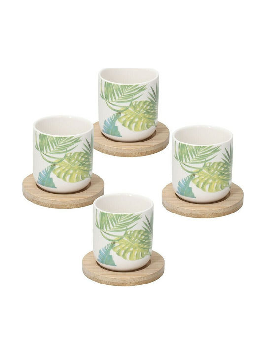 Set of 4 Porcelain Cups 120 Ml with Tognana Bali Saucers