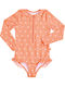 Swim Essentials One-Piece Swimsuit Upf50+ Long Sleeves Orange Hearts