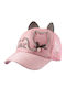 Cat Pink Jockey Hat with Black Striped Embroidered Cat Pearl 52cm for 6-12 Years Adjustable Size Tatu Moyo