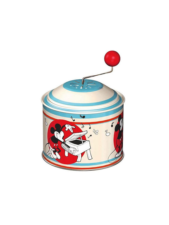 ​vintage Mickey Mouse Μεταλλικό Μουσικό Κουτί Στρογγυλό 10.5 X 7.5 Cm