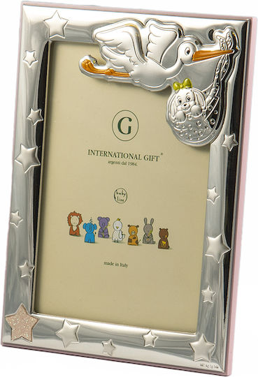 Kids' Photo Frame 9x13 Stork Girl Silver 925 F-7925 Princelino
