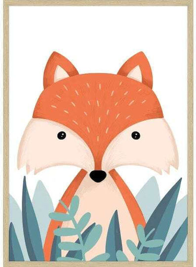 Incado Wooden Natural Frame Poster Fox in Bush 30x40 cm