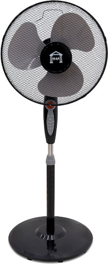 TnS Pedestal Fan 50W with Fan Diameter 40.64cm with Remote Control Black