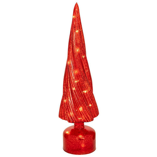 Christmas Decorative Illuminated Glass Tree 39.5cm Battery Red