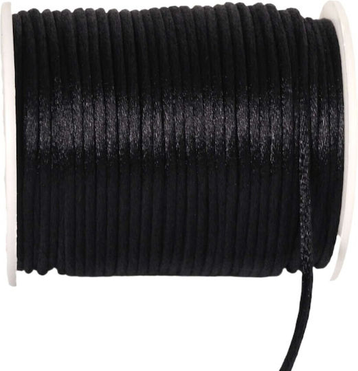 Nylon Satin Mouse Tail Laces 2mm per Roll 50 Meters Black