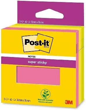 Αυτοκόλλητα Χαρτάκια Σημειώσεων Low Cube Post-it 3m 76x76 Super Sticky 3x45 Φύλλα 1307100254343