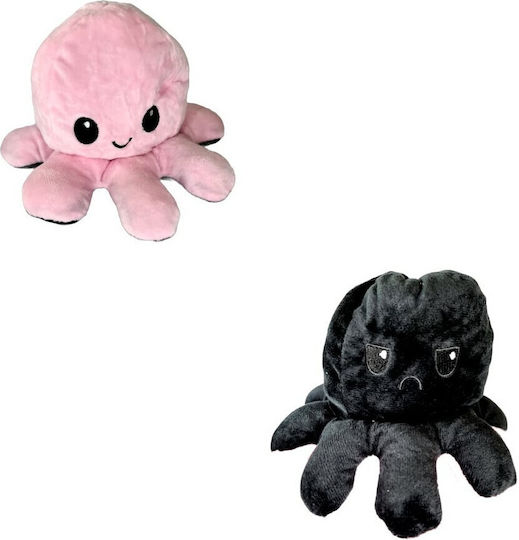 Emotional Reversible Octopus Plush 20 cm Black Light Pink