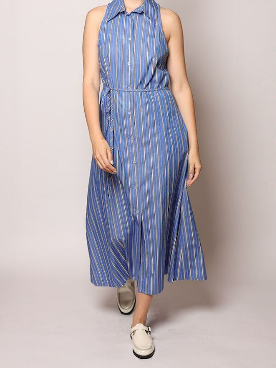 Summer Midi Shirt Dress Black Blue