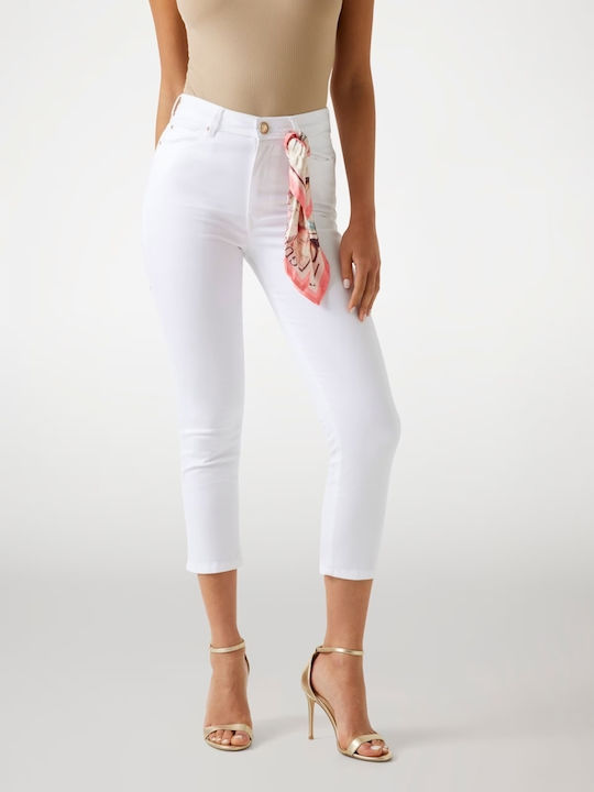 Guess 1981 Damen Hoch tailliert Stoff Hose Skinny Fit White