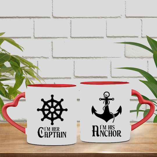 Set Ceramic Mugs Heart her Captain