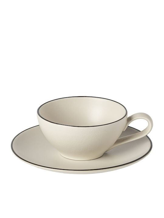 Augusta Natural Black Φλυτζανι Τσαγιου & Πιατακι 0.20l Λευκο Stoneware Costa Nova