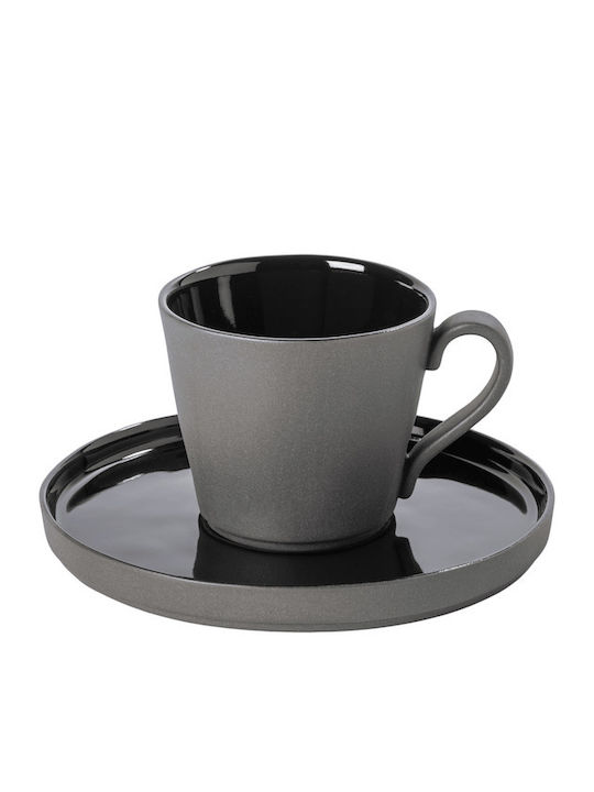 Lagoa Eco Gres Μαυρο Φλυτζανι Τσαγιου & Πιατακι 0.21ml Stoneware Costa Nova