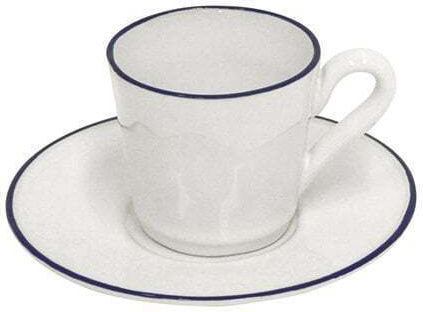 Beja Φλυτζανι & Πιατακι Καφε 0,08ltr Λευκο Μπλε Ριμ Stoneware Costa Nova