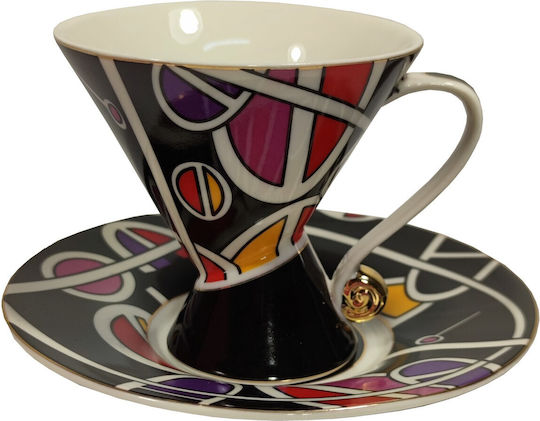 Tasse Für Tee Design Set 4 Stück Mit Teller Packung Geschenk 16*10cm