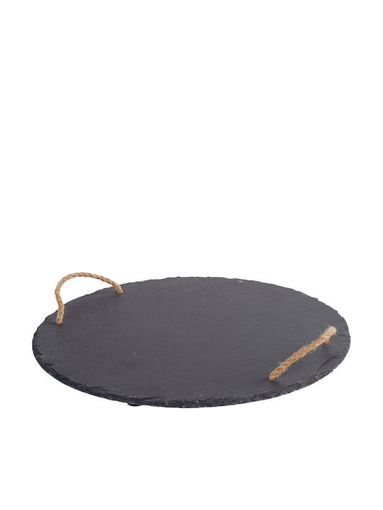 Slate Serving Platter with 2 Rope Handles 4 Non-slip Cushions 30 Cm