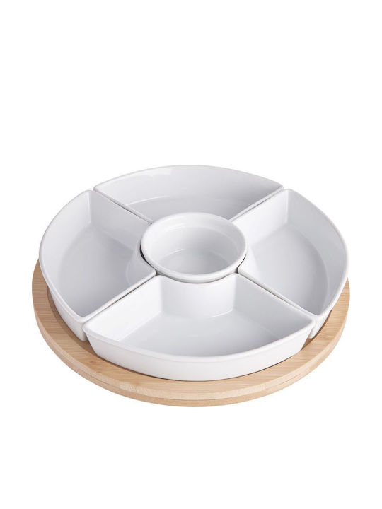 Butlers Platou pentru aperitive cu Suport din Porțelan Albă Ø26xY4.5cm L26xl26xH4.5cm 1buc