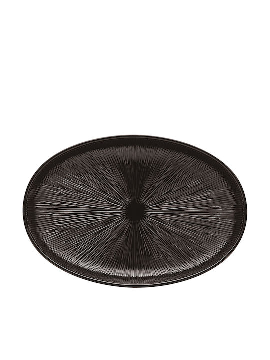 B436 Black Oval Serving Platter with Melamine L28.3xW19.4xH3.3cm