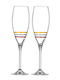 Set of 2 Crystal Champagne Glasses with Diamond Engraving Gold Pattern Tricolor 240ml 6x24 Lavg371