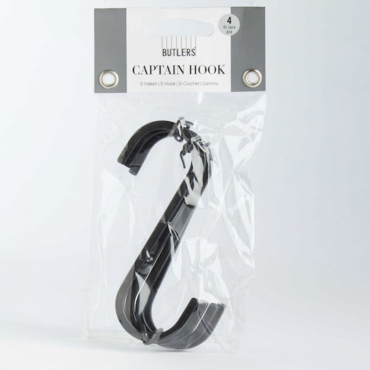 Captain Hook Κρεμάστρα Μαύρη Ματ 4 Τμχ Μαύρο