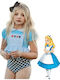 Πριγκίπισσα Alice In Wonderland Παιδικό Μαγιό Γαλάζιο