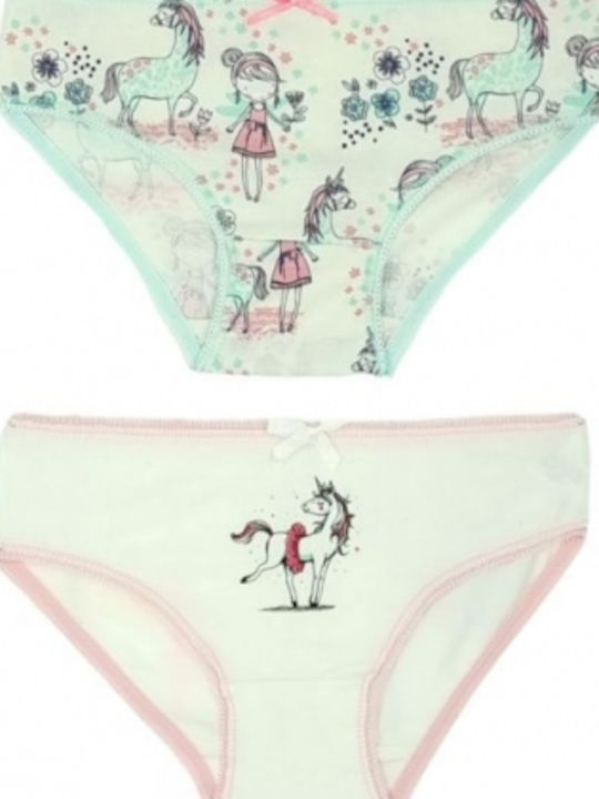 2 Pack Bαμβακερά Slip Κορίτσι Σχέδιο 7018 Λευκό Prive