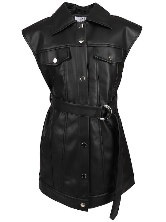 Leder Mädchenkleid To Be Too Tbt1253 Schwarzes