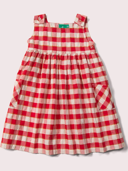 Παιδικό Φόρεμα Red Check Pinny Dress 100 Οργανικό Βαμβάκι Κόκκινο Καρό S22-627-redc