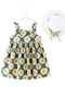 Girls Dress Sunflower Hat White Green
