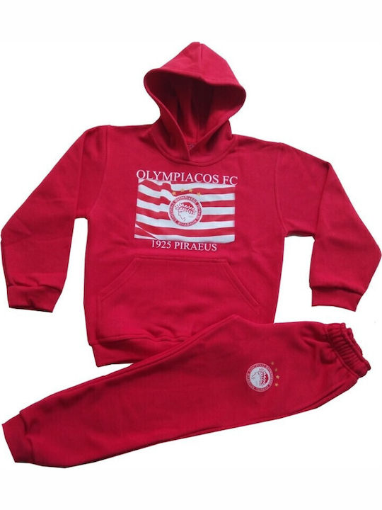 olympiakos Kids Sweatpants Set Red 2pcs