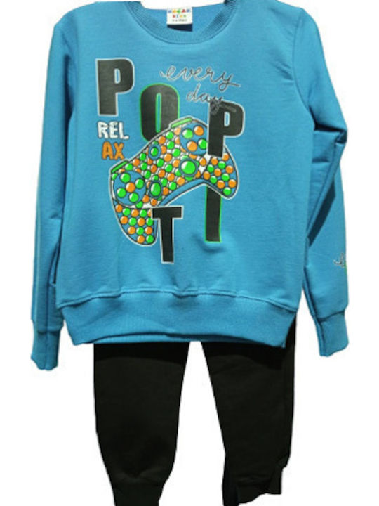 Street Wear Kids Sweatpants Set Turquoise 2pcs