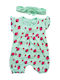 Baby Bodysuit Strawberries Mint Ribbon