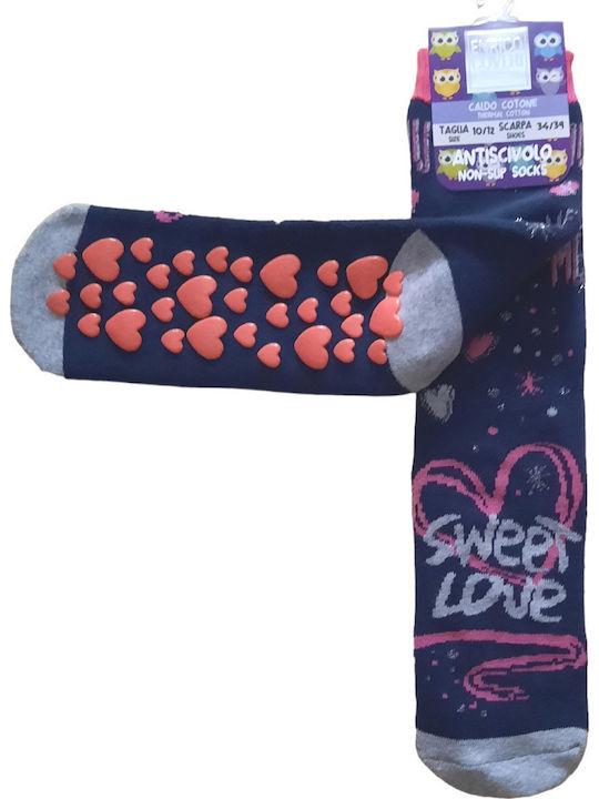Κάλτσα Αντιολισθητική Enrico Coveri Thermal Cotton Sweet Love Μπλέ