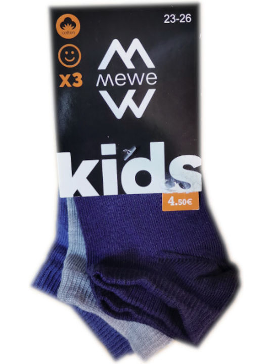3 Pack Mewe Kids' Ankle Socks Blue Gray Raff