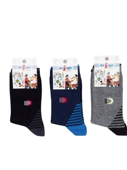 Kids' Socks Boy Design D1 Cotton 3 Pairs Dark Blue