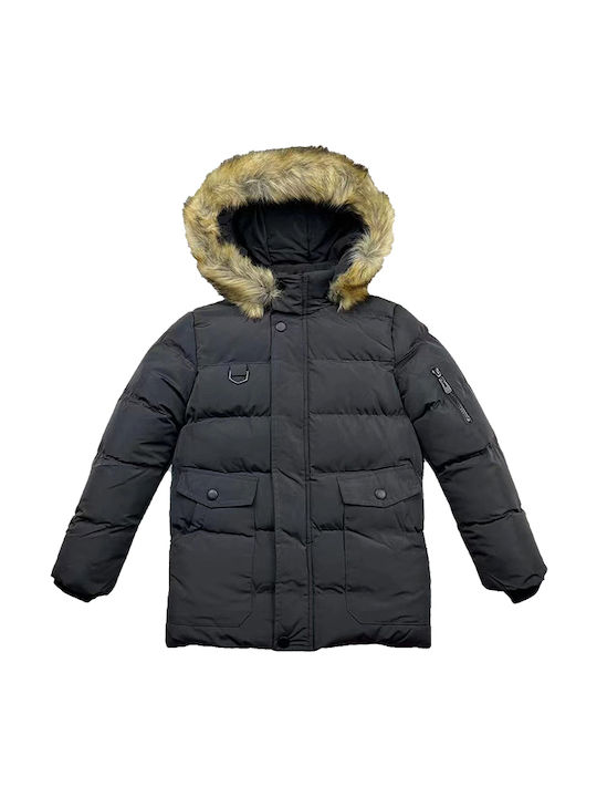 Kinder Parka Kurz mit Kapuze Dark grey