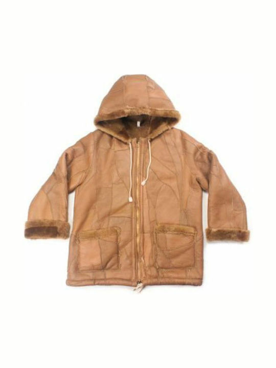 Dalis Leather Blană pentru copii Scurtă cu Glugă BROWN