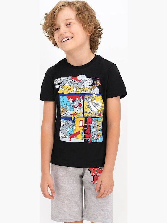 Arnetta Pijama pentru copii De vară Din bumbac Black Arnetta Pijama pentru copii De vară Din bumbac Black