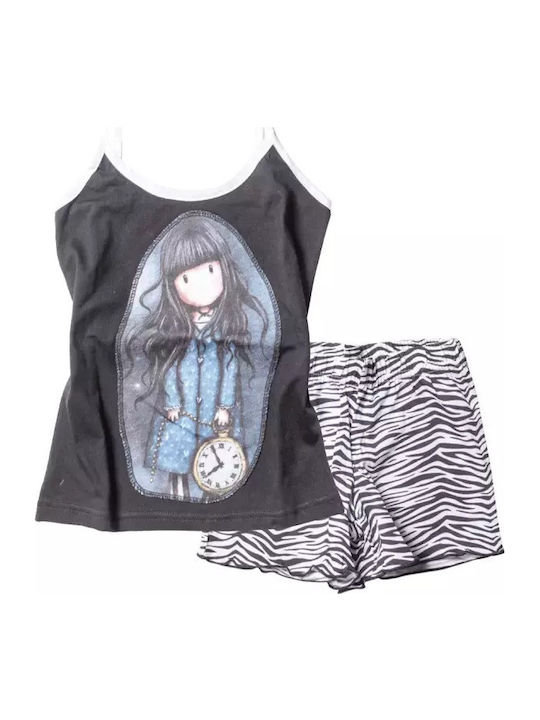Pijamale Copii Like Fete Girl Clock Negru-Alb