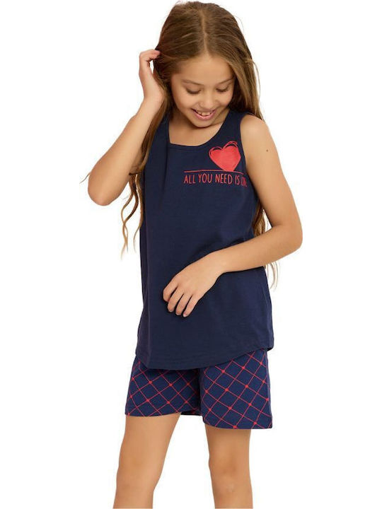 Pijamale Copii Fete Misenza Love Bumbac Albastru Închis