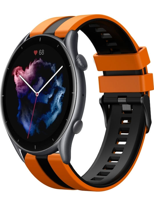 Amazfit Gtr 3 22mm Two-Tone Sports Silicone Watch Strap Orange+Black