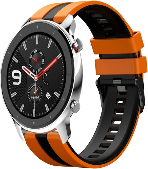 Amazfit Gtr 4 22mm Δίχρωμο Αθλητικό Λουράκι Σιλικόνης Ρολόι Πορτοκαλί+μαύρο