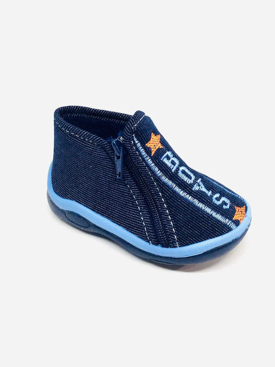 Kinderhausschuhe Knöchelstiefel Anatomisch Junge Comfy-b0194-Blau