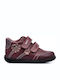 Papistas Kids Leather Kids Boots with Velcro Burgundy