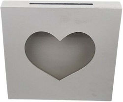 Wooden Heart-Shaped Baptism Guest Book 27.5x27.5cm White