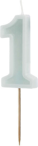 Geburtstagskerze Nummer 1 Hell Mint 6 cm