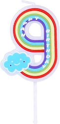 Birthday Candle Number "9" Rainbow