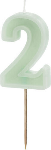 Lumânare De Ziua De Naștere Număr 2 Verde 6 Cm